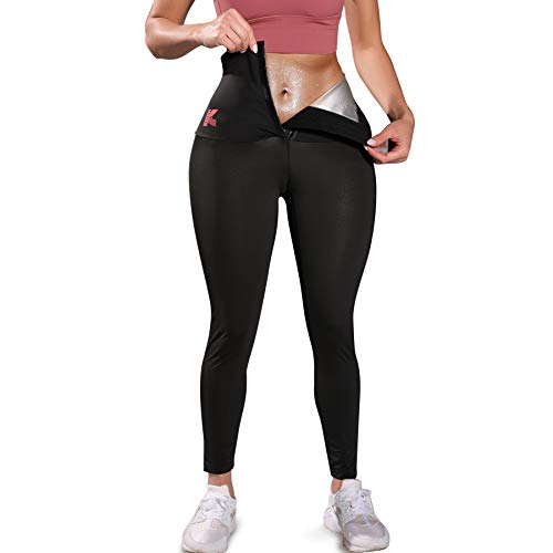 KUMAYES Sauna Leggings for Women Sweat Pants High Waist Compression Slimming Hot Thermo Workout Training Capris Body Shaper (Black, XX-Large) - Image 1