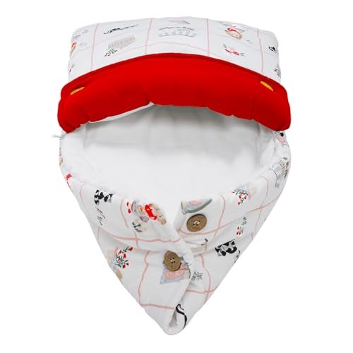 haus & kinder 3 in 1 Baby Sleeping Bag & Carry Nest | Cotton Bedding Set for Infants & New Born Baby | Portable/Travel & Skin Friendly | 0-6 Months (Scarlet) - Image 2