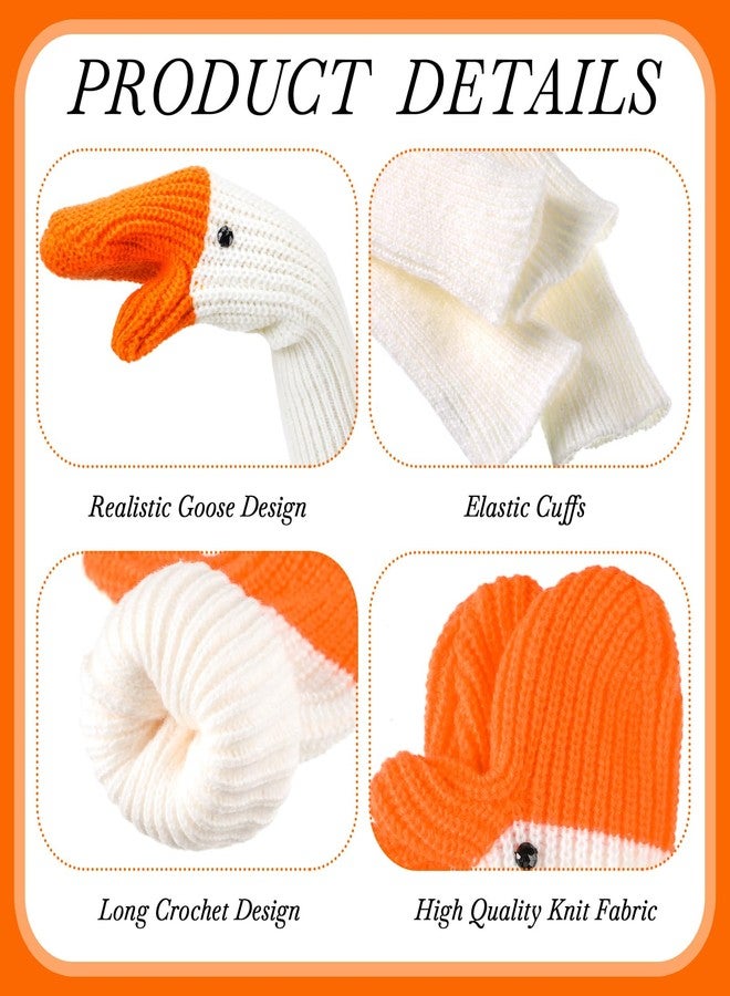 Yearntown Winter Goose Gloves Funny Novelty Women Gloves with Thermal Lining Cute Mittens for Goose Lover Gift, White, Orange, Long - Image 4