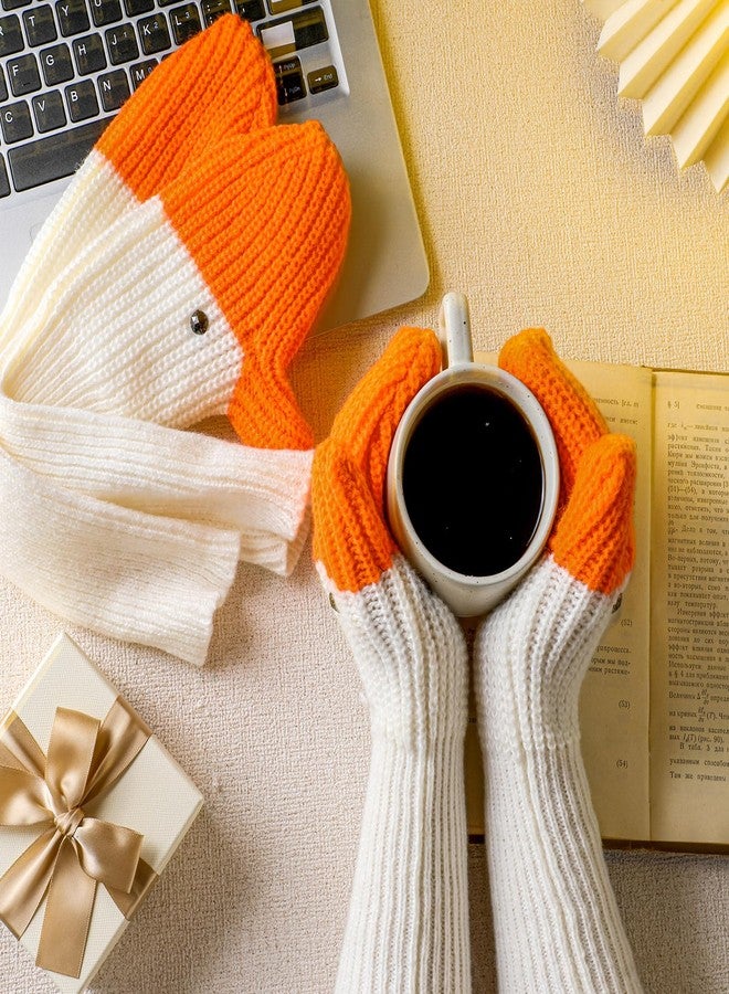 Yearntown Winter Goose Gloves Funny Novelty Women Gloves with Thermal Lining Cute Mittens for Goose Lover Gift, White, Orange, Long - Image 2
