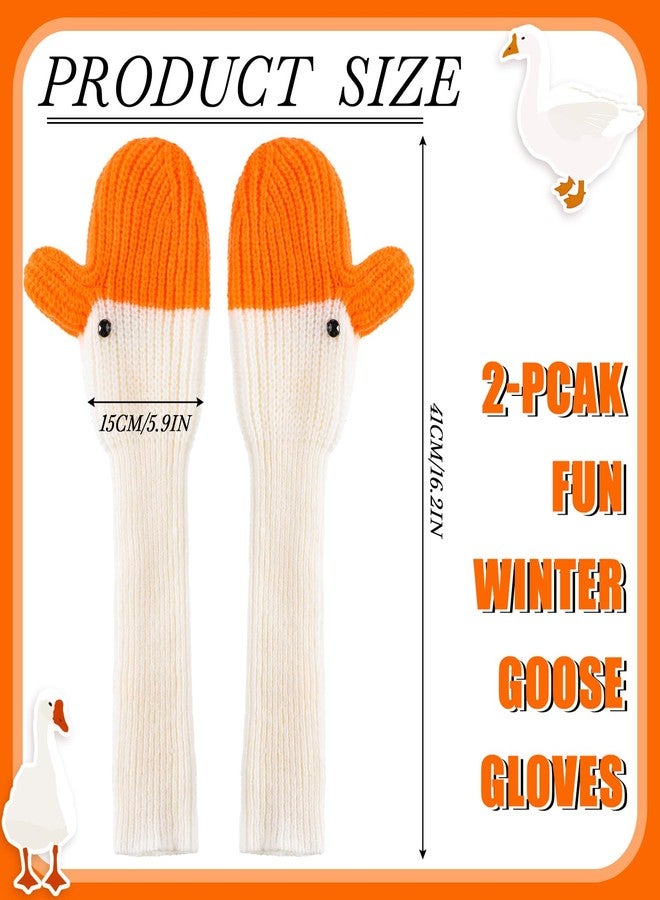Yearntown Winter Goose Gloves Funny Novelty Women Gloves with Thermal Lining Cute Mittens for Goose Lover Gift, White, Orange, Long - Image 3