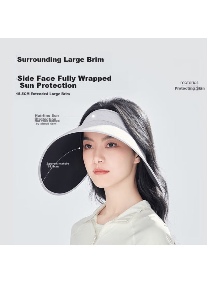 Fancet Women's Summer Wide Brim Sun Hat With Black Gel Visor, Uv Protection Full Face Sun Hat, Outdoor Large Brim Sunshade Hat - Image 1