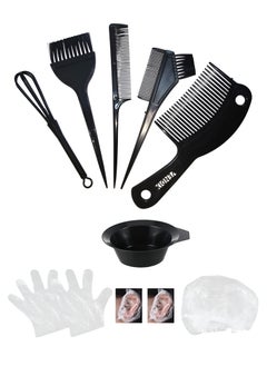 Easy-Use Hair Dye Kit - 8pcs Hair Tint Tool Set with Bowls, Brushes, Gloves & Ear Covers - Home & Salon"
