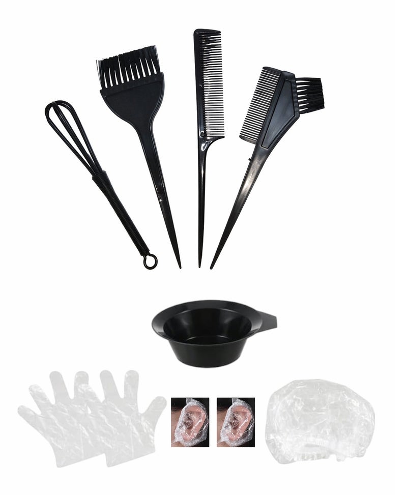 VENDIX Easy-Use Hair Dye Kit - 8pcs Hair Tint Tool Set with Bowls, Brushes, Gloves & Ear Covers - Home & Salon" - Image 1