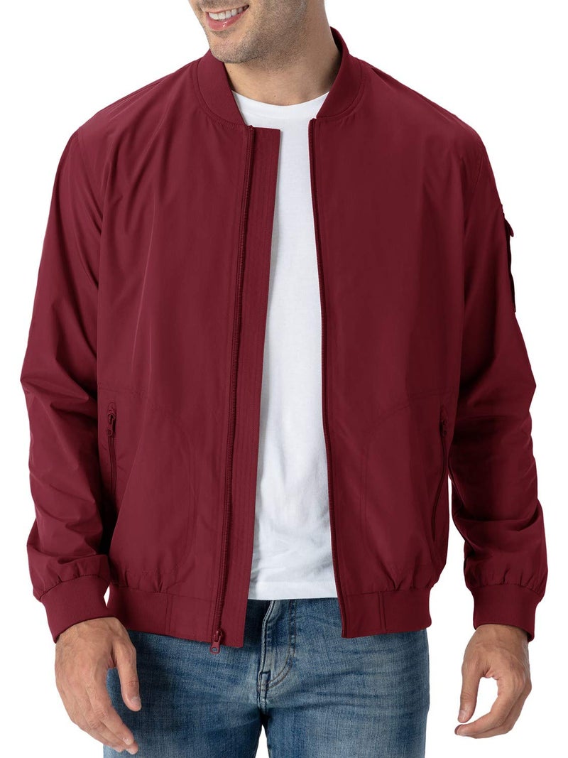Rdruko Mens Bomber Jacket Lightweight Casual Stylish Fashion Jacket Wind BreakersWine Red US L