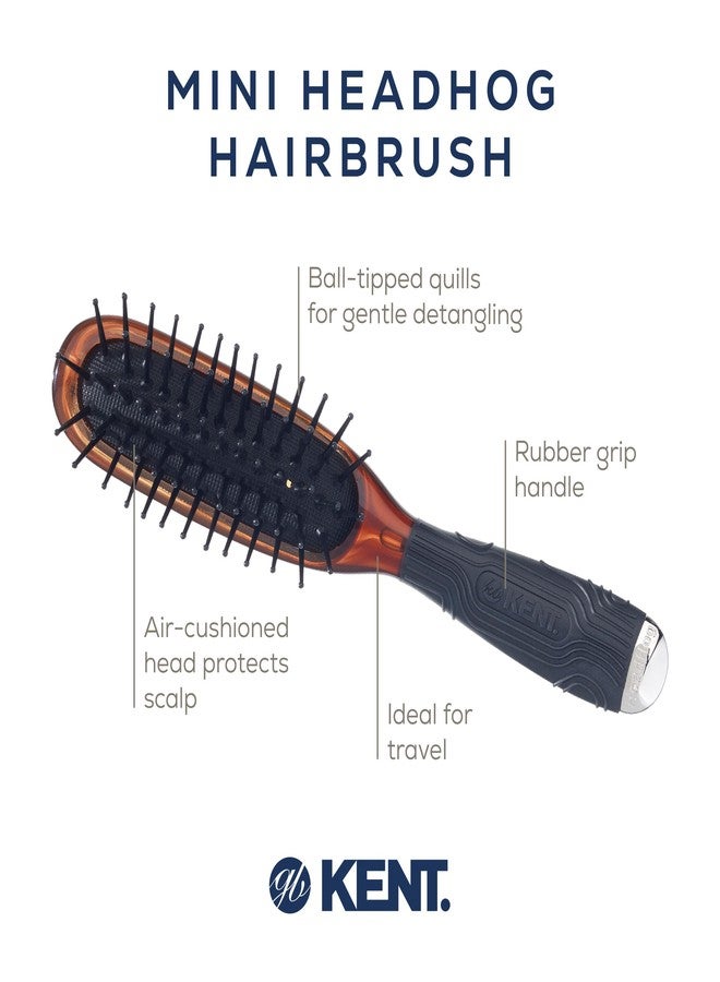 Kent KB Minihog Headhog Detangling Travel Hair Brush, Black Rubber Cushion Detangler Brush and Scalp Brush with Firm Rounded Plastic Bristles for Women Men and Kids Everyday Care, Made in England - Image 4