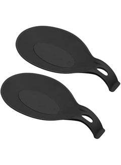 Silicone Spoon Rest, 9.25 x 4.72 Heat Resistant Kitchen Utensil Holder Spatula Ladle Rest for Counter Stove Top, Black 2Pcs