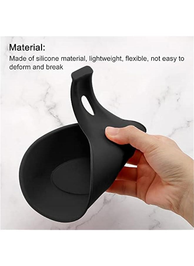 Generic - Silicone Spoon Rest, 9.25 x 4.72 Heat Resistant Kitchen Utensil Holder Spatula Ladle Rest for Counter Stove Top, Black 2Pcs - Image 1