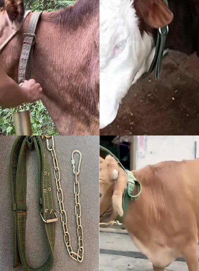 Abustle pig Adjustable Cow Collar,56 inch Four-Layer Thickened Canvas Cattle Neck Collar with 2-Rows Metal Buckle,Neck Strap for Cattle,Goat,Horse,Large Dog (Large) - Image 5