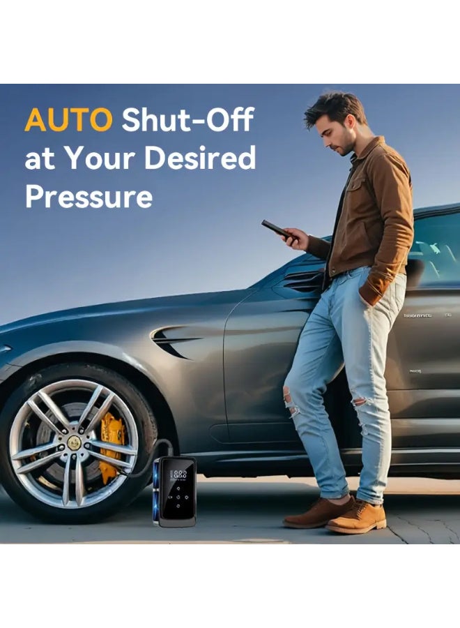 KADRAMA Tire Inflator Portable Air Compressor, 140PSI Smart Air Pump for Tires, Portable Tire Inflator for with Pressure Gauge, Air Compressor for Cars, Bike, Motorcycle, Ball - Image 3