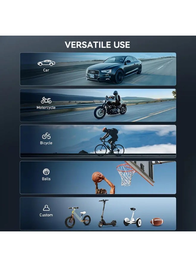 KADRAMA Tire Inflator Portable Air Compressor, 140PSI Smart Air Pump for Tires, Portable Tire Inflator for with Pressure Gauge, Air Compressor for Cars, Bike, Motorcycle, Ball - Image 4