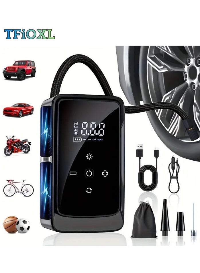 TFiOXL Tire Inflator Portable Air Compressor, 140PSI Smart Air Pump for Tires, Portable Tire Inflator for with Pressure Gauge, Air Compressor for Cars, Bike, Motorcycle, Ball - Image 1