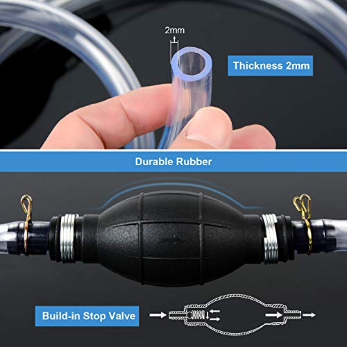 BBjinronjy Siphon Pump for Gasoline Gas Oil Fuel Petrol Diesel Fluid Water Fish Tank,Manual Hand Pump 1 Transfer Pump with 2 Durable PVC Siphon Hoses (15mm) with Hose Clip,Metal Buckles,Brass 1 - Image 4