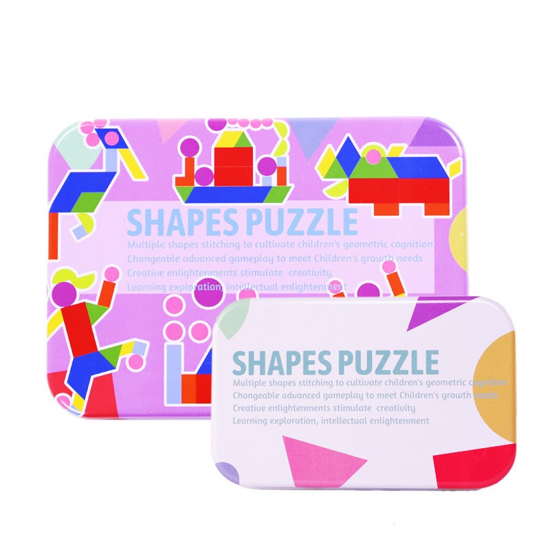 Geometric Shape Puzzle Kindergarten Intelligence Jigsaw Puzzle Iron Box Animal Shape Puzzle Wooden Children'S Toys - Image 4
