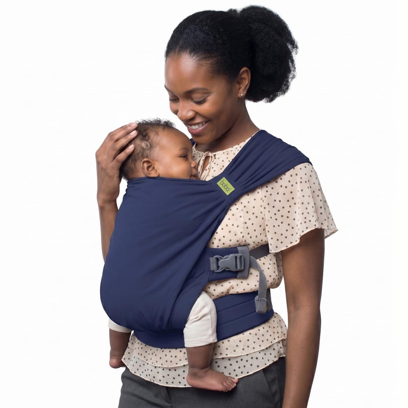 Boba Bliss PreWrapped Baby Carrier with Buckle Newborn to 735 lbs Light Breathable Easy to Adjust Hybrid Infant Sling Toddler Carrier Certified HipHealthy for 018 Months Navy Blue - Image 2