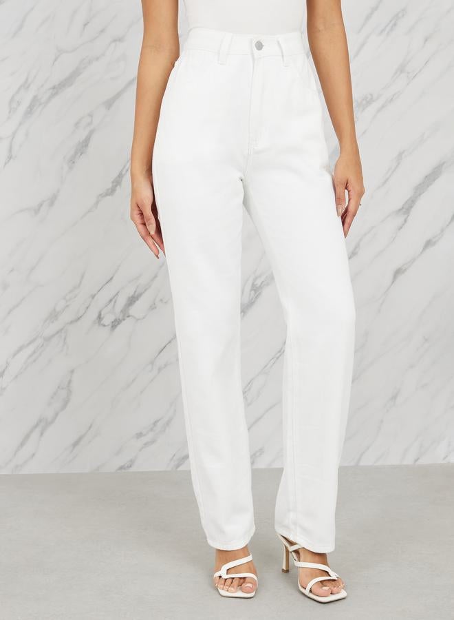Styli High Rise Straight Fit Ankle Length Jeans - Image 1