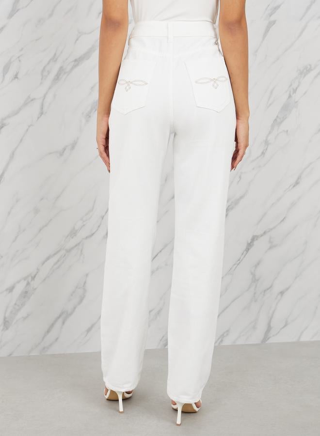 Styli High Rise Straight Fit Ankle Length Jeans - Image 4