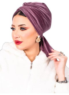 Women's Turban Winter Velvet Ribbed Turban Women's Turban with Tie for Wearing in Different Ways Women's Turban Women's Head Coverings, Lavender