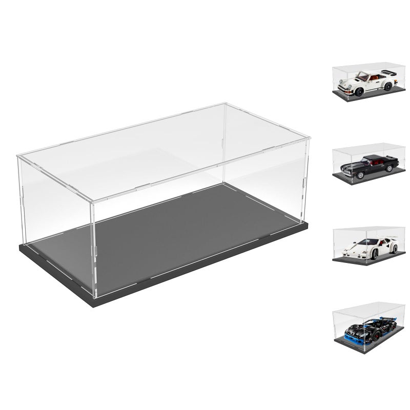 Choowin Acrylic Display Case for Lego Porsche 911 10295 for Lego Camaro 10304 10337 42176 for Lego Car Display Thickened Clear Acrylic Display Cases for Collectibles Assemble DustproofBlack Base
