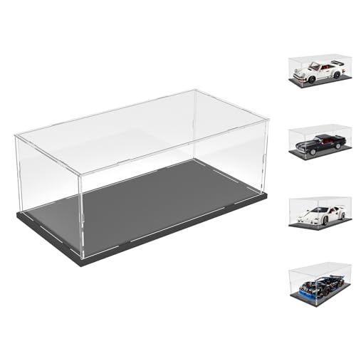 Choowin Acrylic Display Case for Lego Porsche 911 10295 for Lego Camaro 10304 10337 42176 for Lego Car Display Thickened Clear Acrylic Display Cases for Collectibles Assemble DustproofBlack Base - Image 1