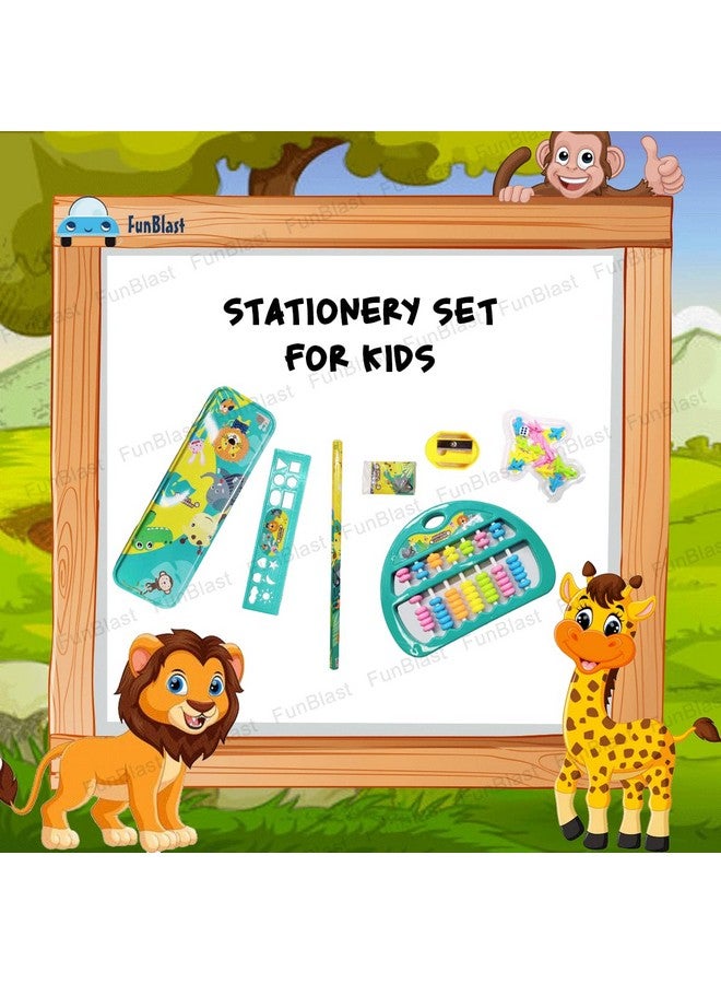 FunBlast Kawaii Stationery Set For Kids-Stationery Return Gifts For Kids|Student Stationery Set Pencil Box|Ruler|Eraser|Sharpener With Ludo And Toy Abacus|Birthday Gifts (Animals)|Multicolor - Image 5