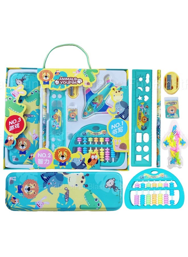 FunBlast Kawaii Stationery Set For Kids-Stationery Return Gifts For Kids|Student Stationery Set Pencil Box|Ruler|Eraser|Sharpener With Ludo And Toy Abacus|Birthday Gifts (Animals)|Multicolor - Image 1