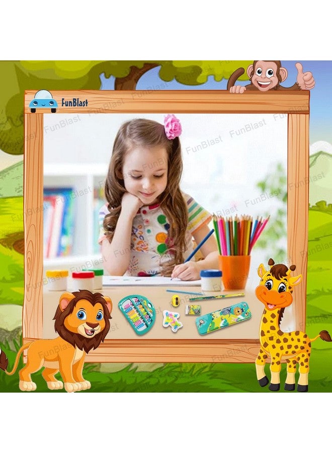 FunBlast Kawaii Stationery Set For Kids-Stationery Return Gifts For Kids|Student Stationery Set Pencil Box|Ruler|Eraser|Sharpener With Ludo And Toy Abacus|Birthday Gifts (Animals)|Multicolor - Image 3