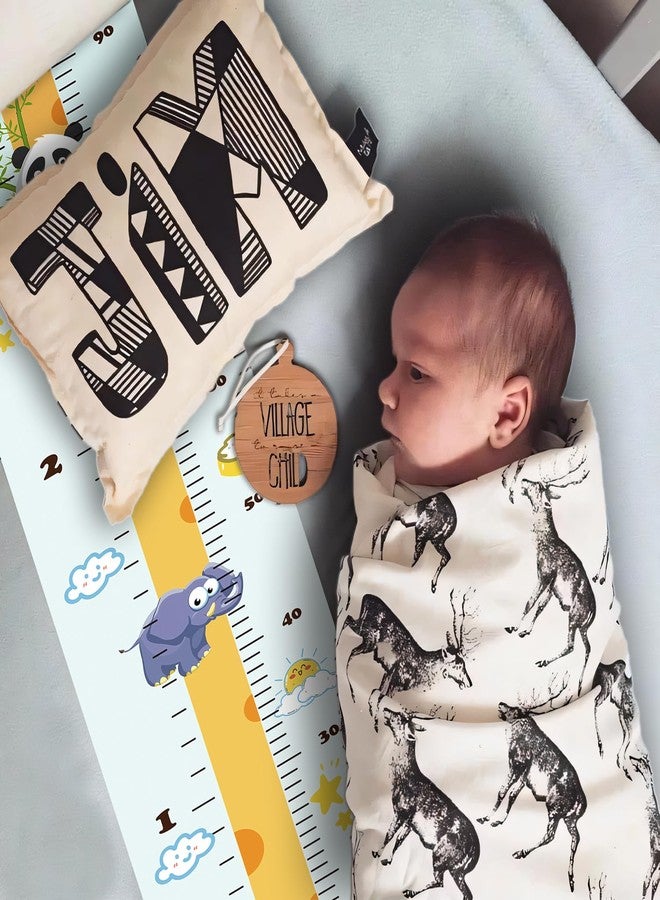 MinoMia Kids Growth Chart, Wood Frame Fabric Canvas Height Measurement Ruler from Baby to Adult for Child's Room Decoration 7.9 x 79in (7.9 x 79in, Giraffe) - Image 3