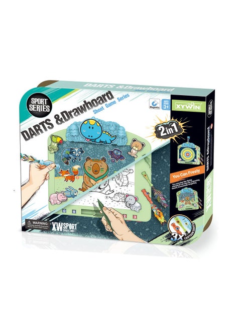 2 in 1 Darts & Drawboard - Shoot Game Series - Sport Series for Kids Ages 3 and Up