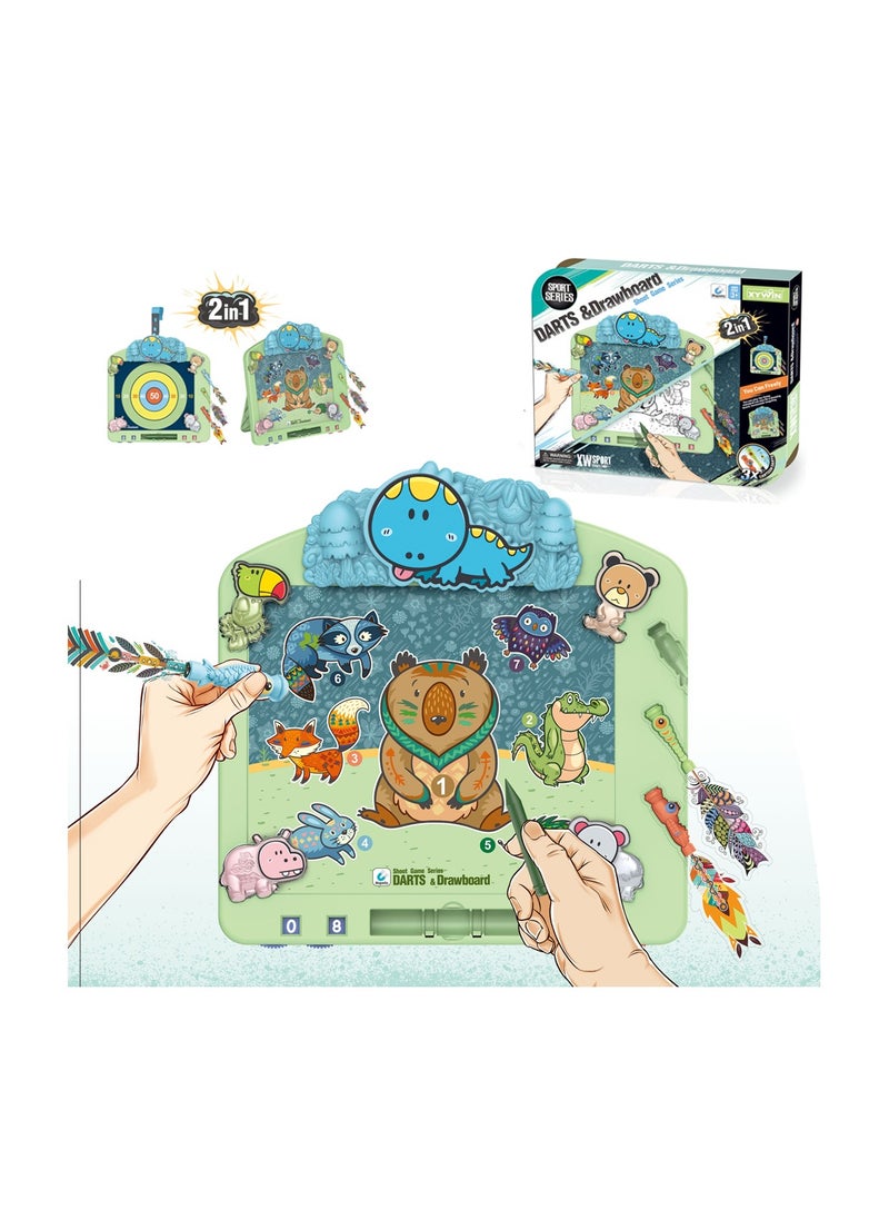 2 in 1 Darts & Drawboard - Shoot Game Series - Sport Series for Kids Ages 3 and Up