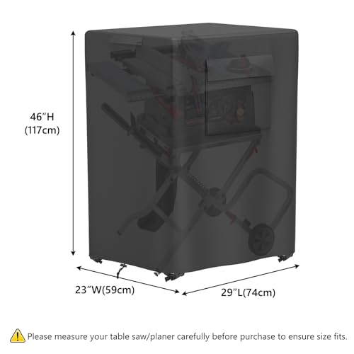 Gasadar Table Saw Cover 29in Outdoor Portable Table Saw Cover Fit for Most Planer Machines High Density Waterproof Dustproof Oxford Facric 29L x 23W x 46H Black - Image 3