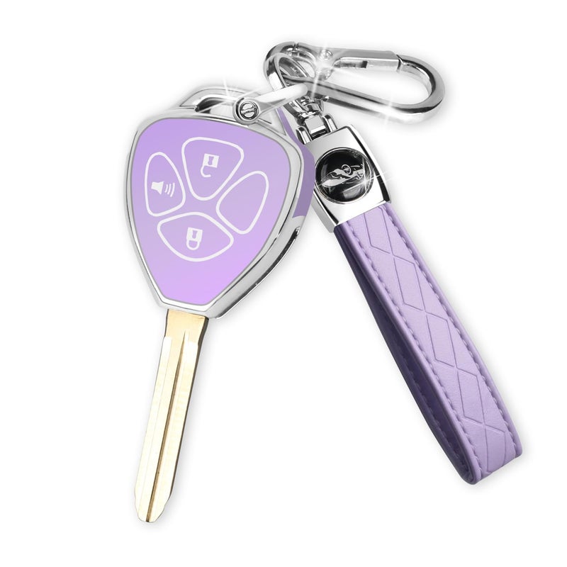 QBUC for Toyota Key Fob Cover with Keychain,Car Key Case for 2006-2018 Toyota 4Runner Corolla Matrix RAV4 Venza Yaris, Scion iQ tC xB xD 3 Buttons Smart Remote Control (Purple, 3 Buttons) - Image 1