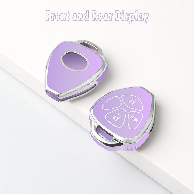 QBUC for Toyota Key Fob Cover with Keychain,Car Key Case for 2006-2018 Toyota 4Runner Corolla Matrix RAV4 Venza Yaris, Scion iQ tC xB xD 3 Buttons Smart Remote Control (Purple, 3 Buttons) - Image 3