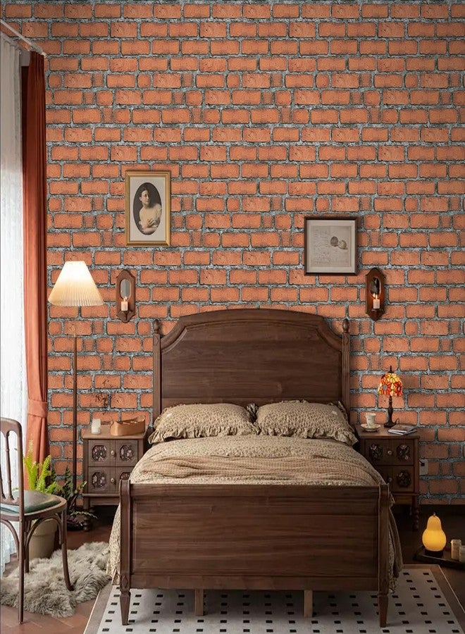 TANONE Brick Wallpaper Peel and Stick 17.5" X 118.1" Self-Adhesive Wallpaper Faux Red Brick Contact Paper-Waterproof and Removable Vinyl Wall Paper for Bedroom Fireplace Kitchen Home Decoration - Image 4
