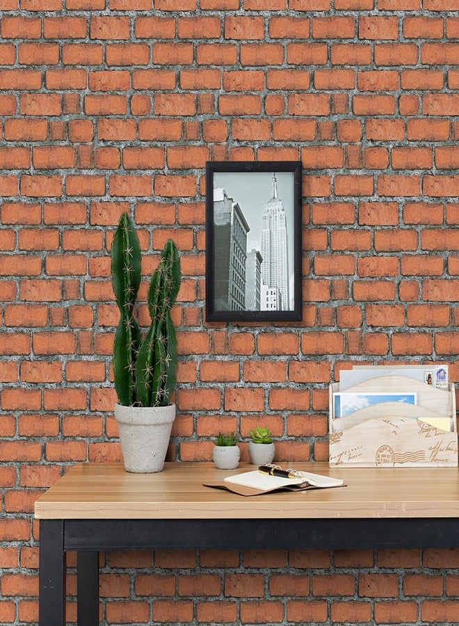 TANONE Brick Wallpaper Peel and Stick 17.5" X 118.1" Self-Adhesive Wallpaper Faux Red Brick Contact Paper-Waterproof and Removable Vinyl Wall Paper for Bedroom Fireplace Kitchen Home Decoration - Image 1