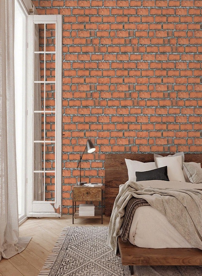TANONE Brick Wallpaper Peel and Stick 17.5" X 118.1" Self-Adhesive Wallpaper Faux Red Brick Contact Paper-Waterproof and Removable Vinyl Wall Paper for Bedroom Fireplace Kitchen Home Decoration - Image 3