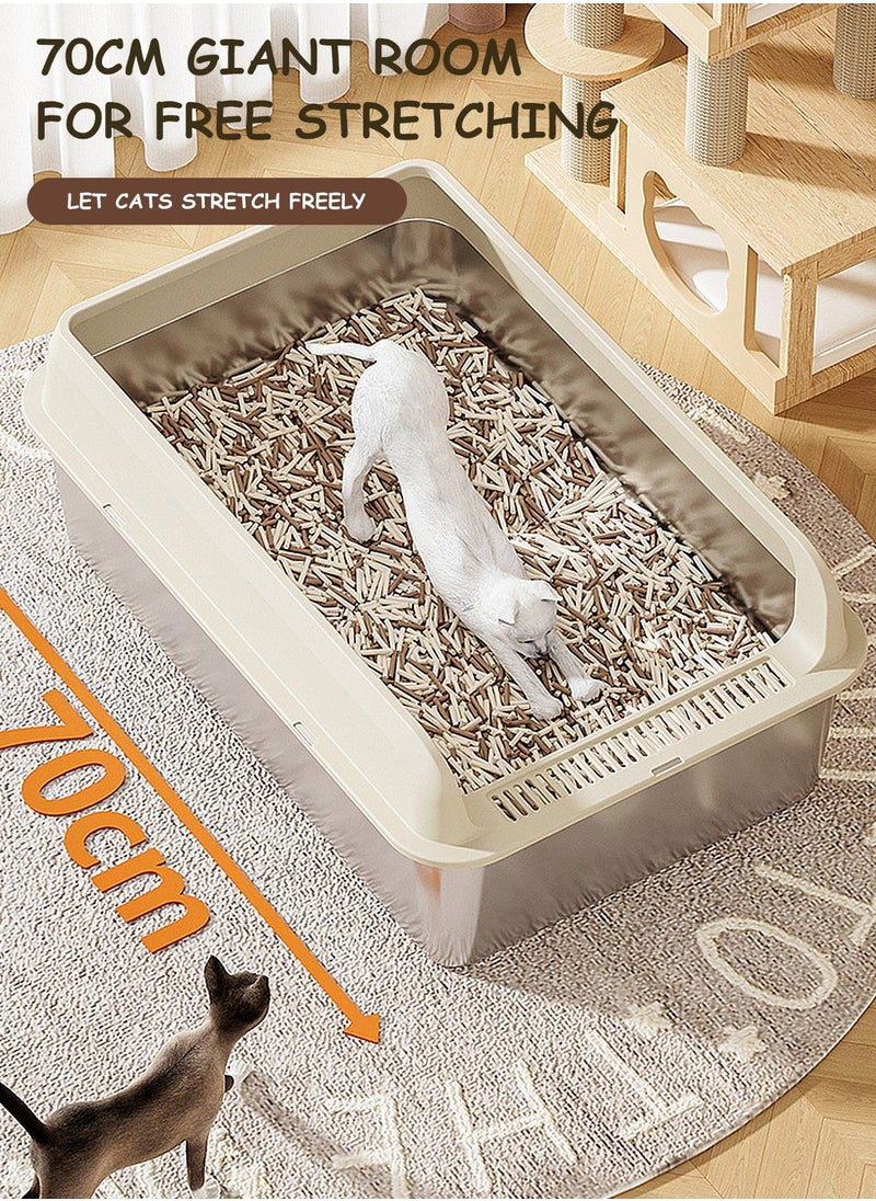 Kidle - Large Stainless Steel Cat Litter Box Easy Cleaning Kitty Litter Box Cat Litter Tray for Big and Multiple Cats - Image 1