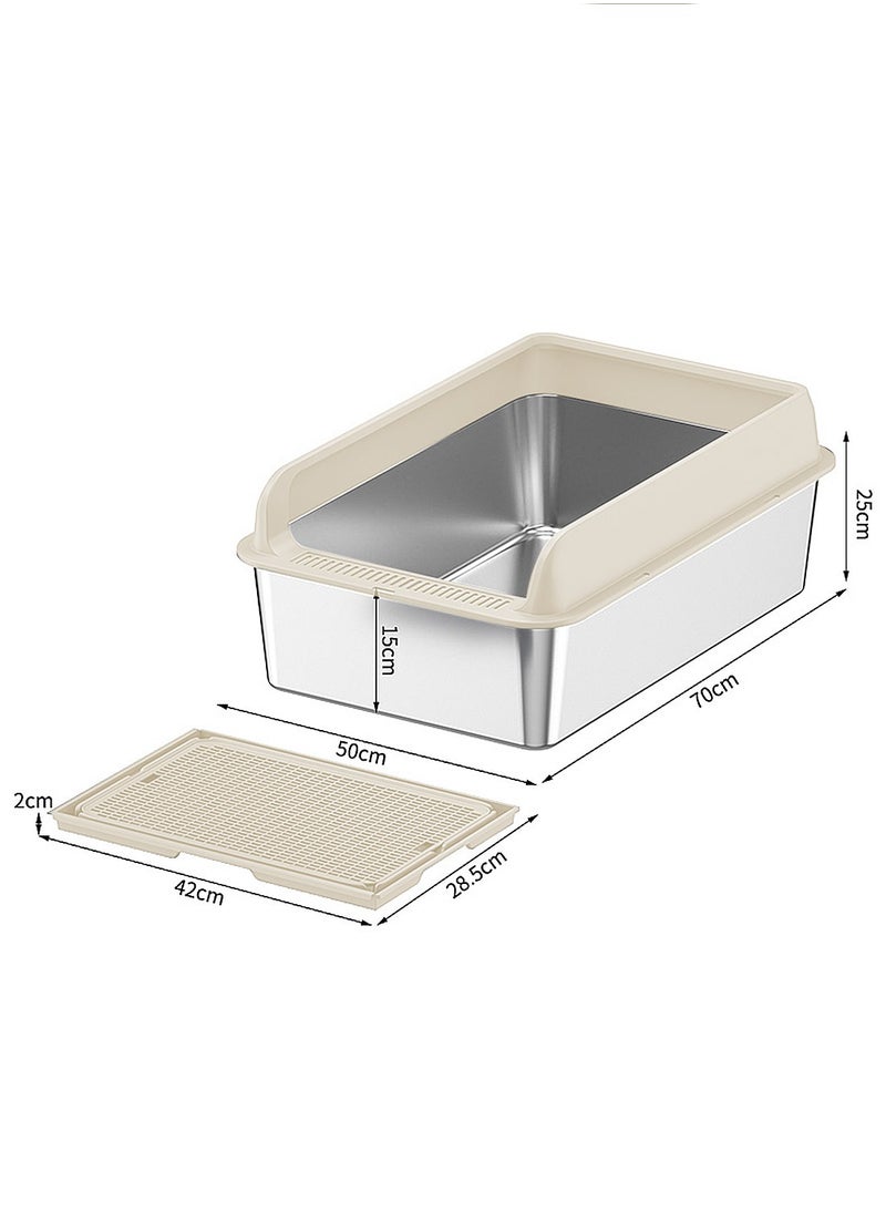 Kidle - Large Stainless Steel Cat Litter Box Easy Cleaning Kitty Litter Box Cat Litter Tray for Big and Multiple Cats - Image 1