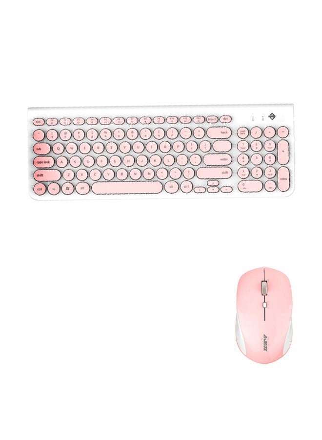 NIBEMINENT Retro Quite Wireless Keyboard And Mouse Set Pink/White  - Image 1