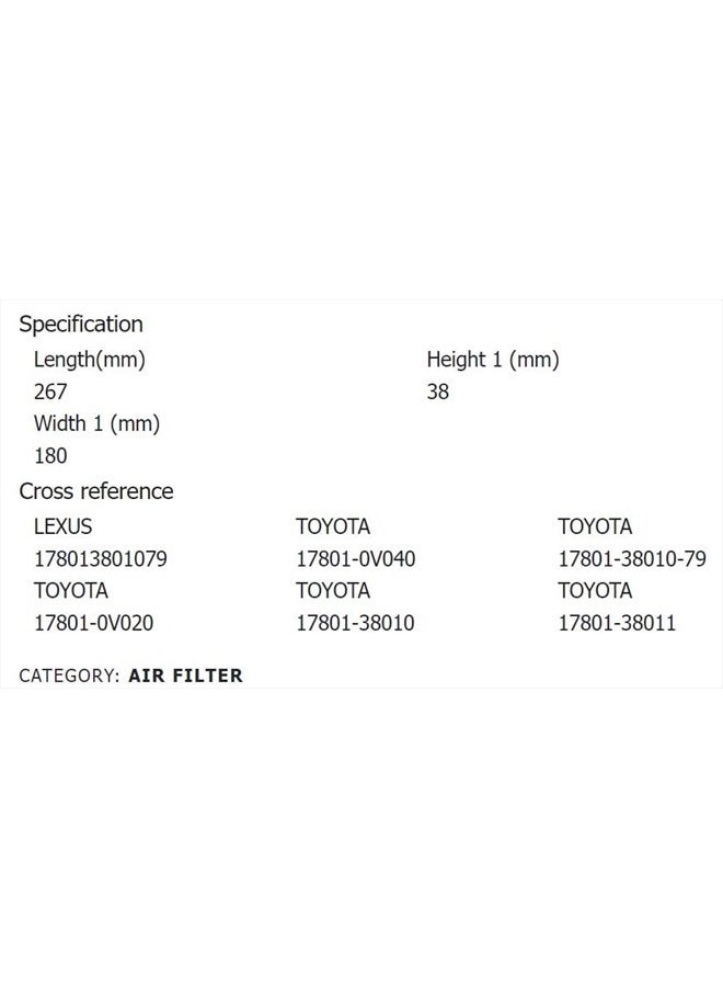 فلتر هواء المحرك OEM 17801-38010,17801-38011,17801-0V020 (CA10677) متوافق مع طرازات تويوتا RAV4, أفالون, كامري وليكزس - Image 4