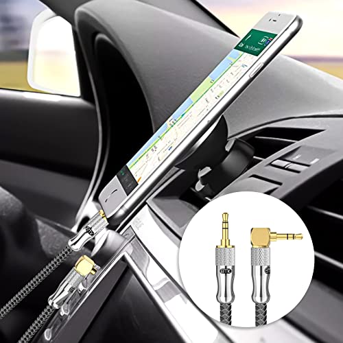 EMK Right Angle Aux Cord, 90 Degree 3.5mm Audio Cable Stereo Male to Male Aux Cable for Laptop, Tablets, MP3 Players,Car/Home Aux Stereo, Speaker or More (3.5mm TRS 90 Degree Aux Cable, 3 Feet/1M) - Image 2