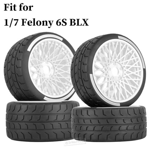 RCarmubWow RC Wheels and Tires On Road Tire Tyre for 17 Felony 6S BLX17mm Hex Plastic Wheels RC Truck Tires Highway Tire On Road Tyre4pcsWhite - Image 5