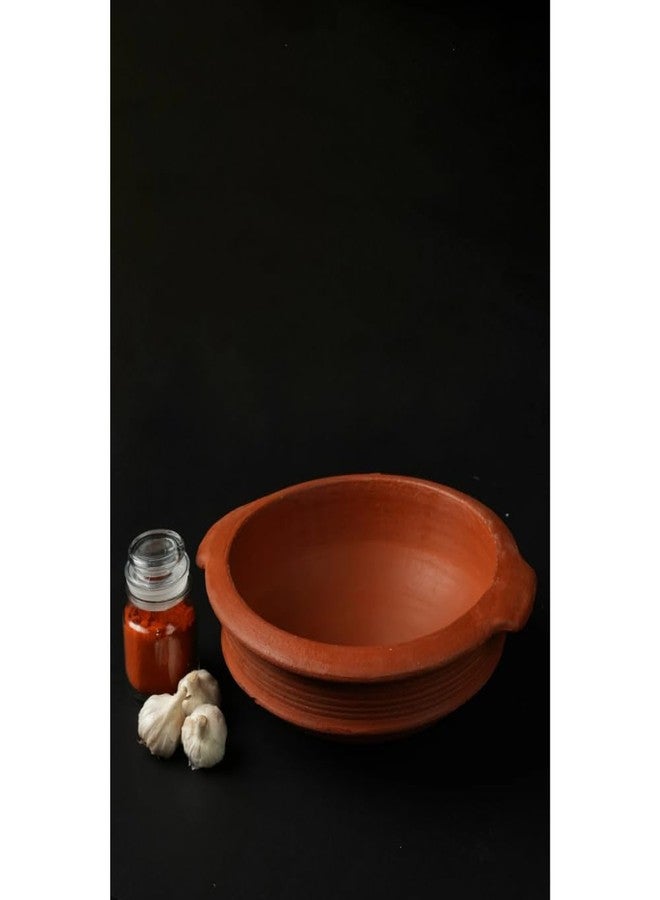 80's Cookware Natural Non Stick Pre Seasoned Red Clay Cooking Pot/Clay Pot/Kadhai/Mitti Ka Matka- Bartan/Earthen Cookware Pots for Cooking & Serving- Handi Small Size (Large) (10 Inch) - Image 1
