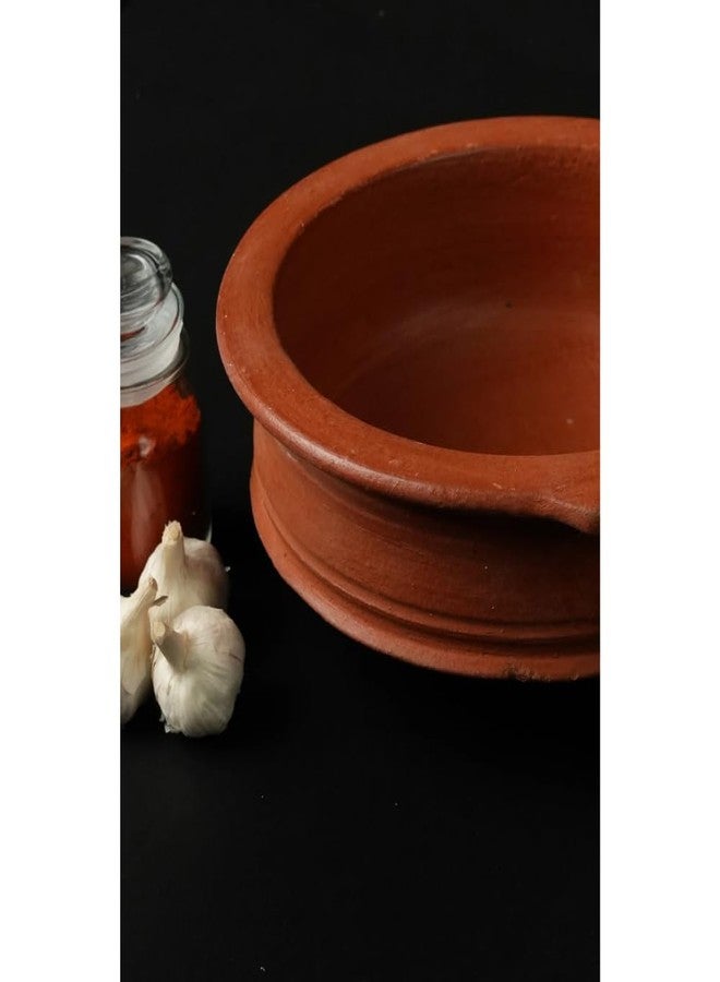 80's Cookware Natural Non Stick Pre Seasoned Red Clay Cooking Pot/Clay Pot/Kadhai/Mitti Ka Matka- Bartan/Earthen Cookware Pots for Cooking & Serving- Handi Small Size (Large) (10 Inch) - Image 2