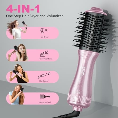 DAN Technology DAN Dual Voltage Hair Dryer Brush,2 inch Blow Dryer Brush,110V-120V/220V-240V Automatic Dual Voltage,smallBrush Hair dryers with Multifunctional Conversion Plug,for European and Travel Use - Image 2