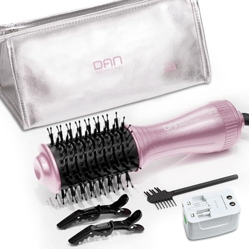 DAN Technology DAN Dual Voltage Hair Dryer Brush,2 inch Blow Dryer Brush,110V-120V/220V-240V Automatic Dual Voltage,smallBrush Hair dryers with Multifunctional Conversion Plug,for European and Travel Use - Image 1