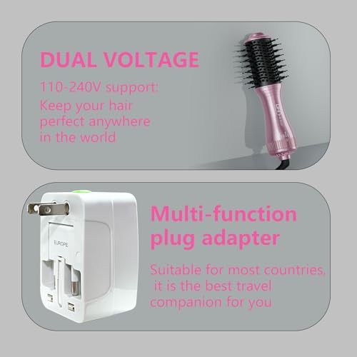 DAN Technology DAN Dual Voltage Hair Dryer Brush,2 inch Blow Dryer Brush,110V-120V/220V-240V Automatic Dual Voltage,smallBrush Hair dryers with Multifunctional Conversion Plug,for European and Travel Use - Image 5