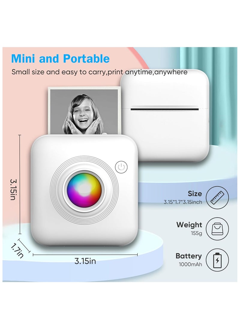 Generic - Bluetooth Instant Inkless Mini Portable Pocket  Thermal Printer  with 5 Roll Papers for Journal/DIY Scrapbook/Travel/Notes/Lists/Label/Memo, Receipt Printer for iOS&Android - Image 1