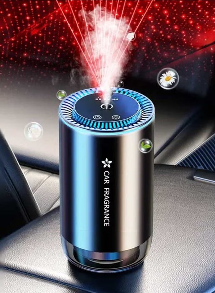 TIGER معطر هواء السيارة الذكي مع عرض ضوء السماء المرصعة بالنجوم | معطر عطر السيارة القابل لإعادة الشحن مع زيت العطر | موزع رائحة السيارة الذكي مع تشغيل/إيقاف تلقائي | معطر رائحة السيارة الصامت USB | عطر يدوم طويلاً لتجربة قيادة منعشة - Image 1