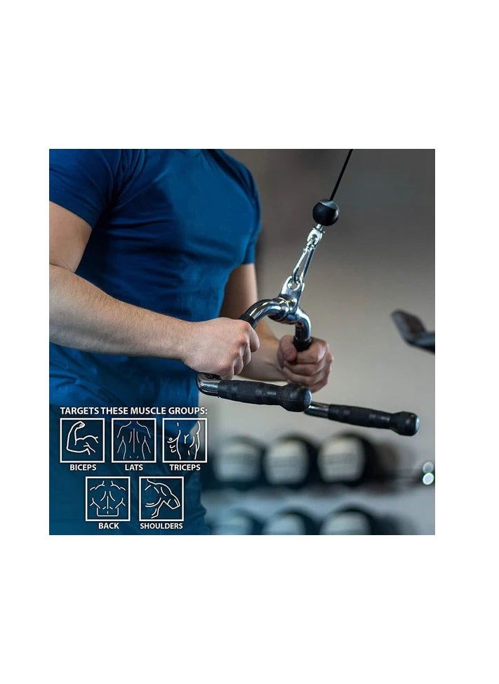 Generic - PUMP-KING Multi Exercise Bar Cable Attachment Lat pull-down Bar Cable Machine Attachments Tricep Press Down Bar Revolving Straight Curl Pulldown Bar with Rotating & Rubber Handle Grips - Image 1